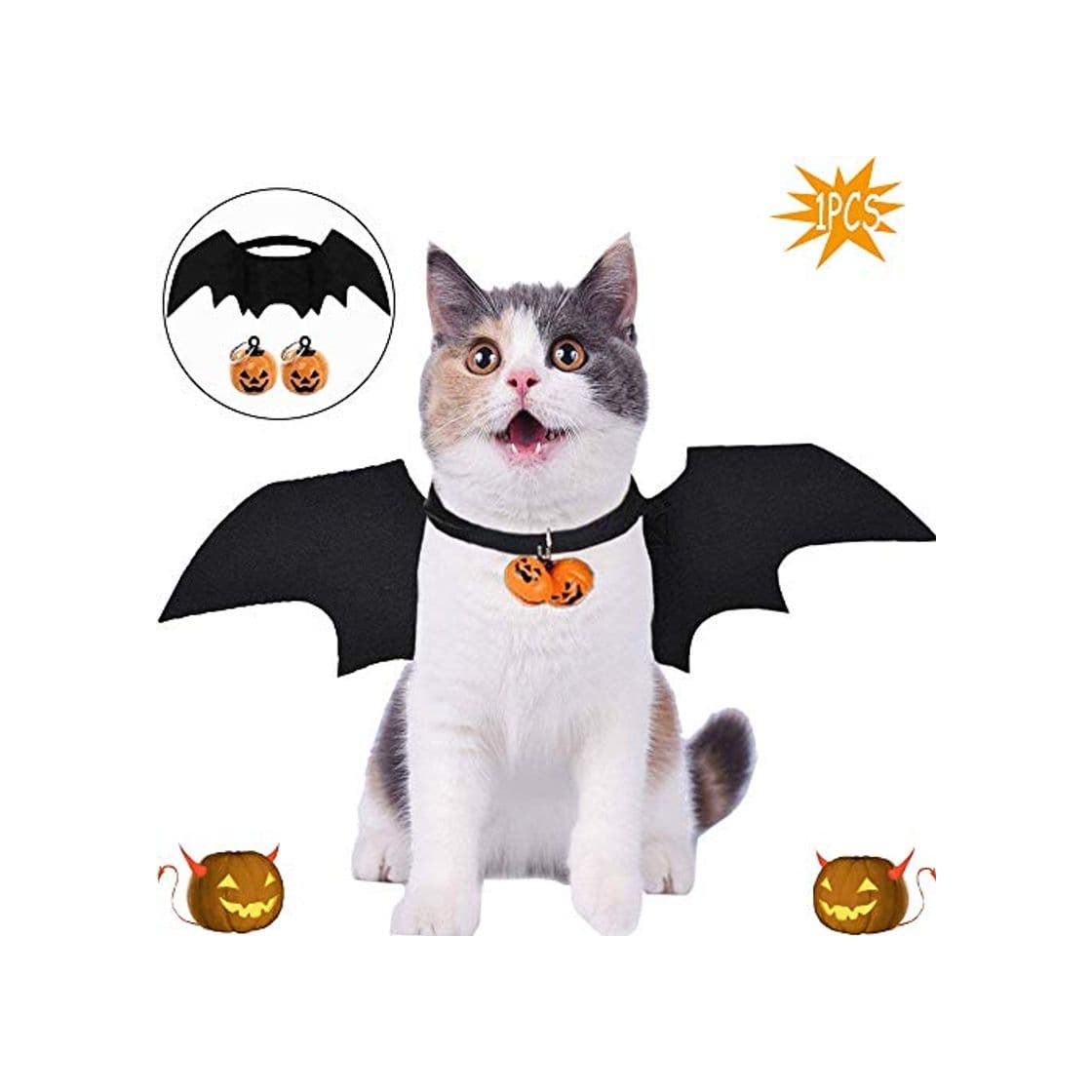 Producto WELLXUNK Halloween Disfraz para Gatos Perros Murciélago Disfraz De Gato Ropa Gato