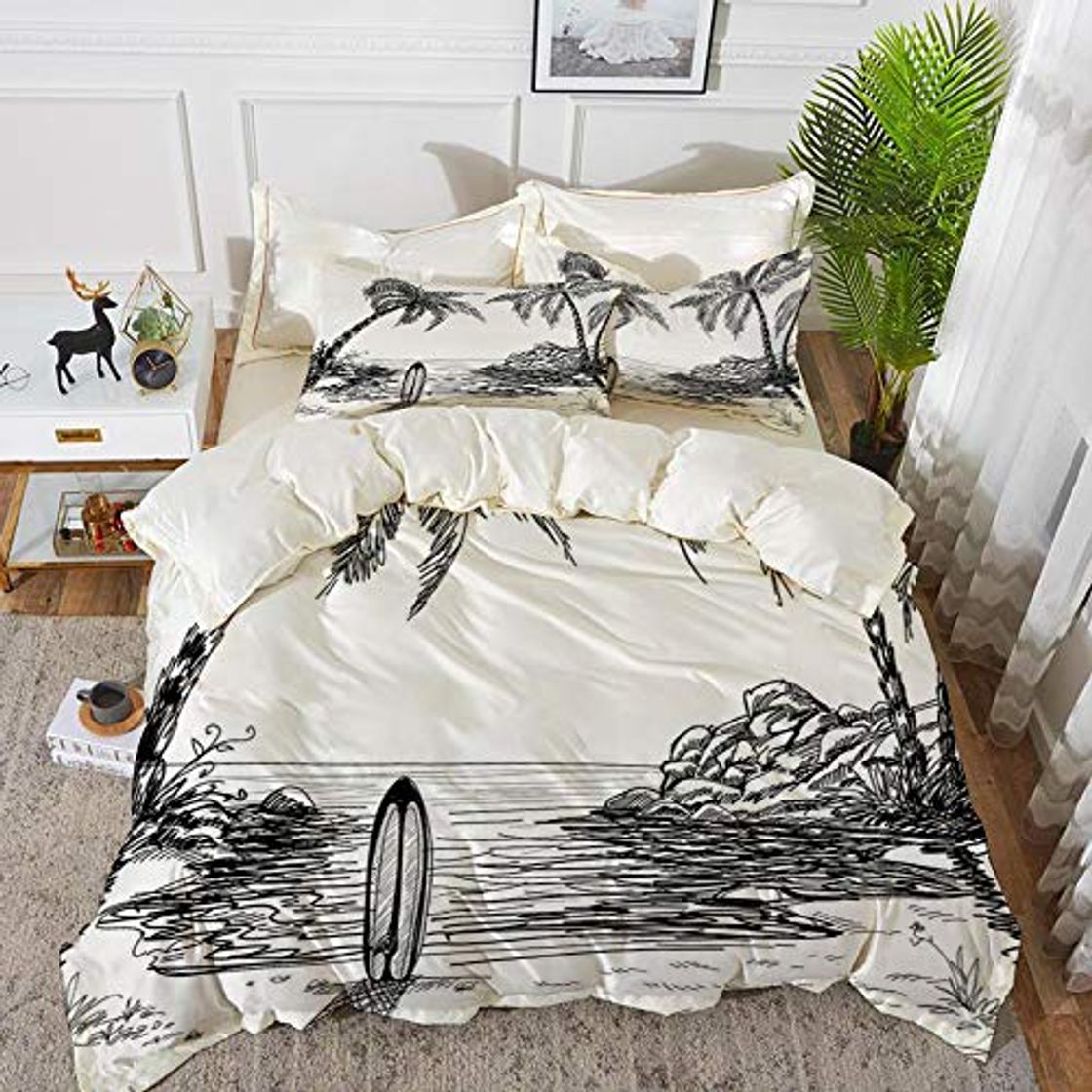 Producto Yaoni Bedding Juego de Funda de Edredón - Surf, Paisaje Marino con