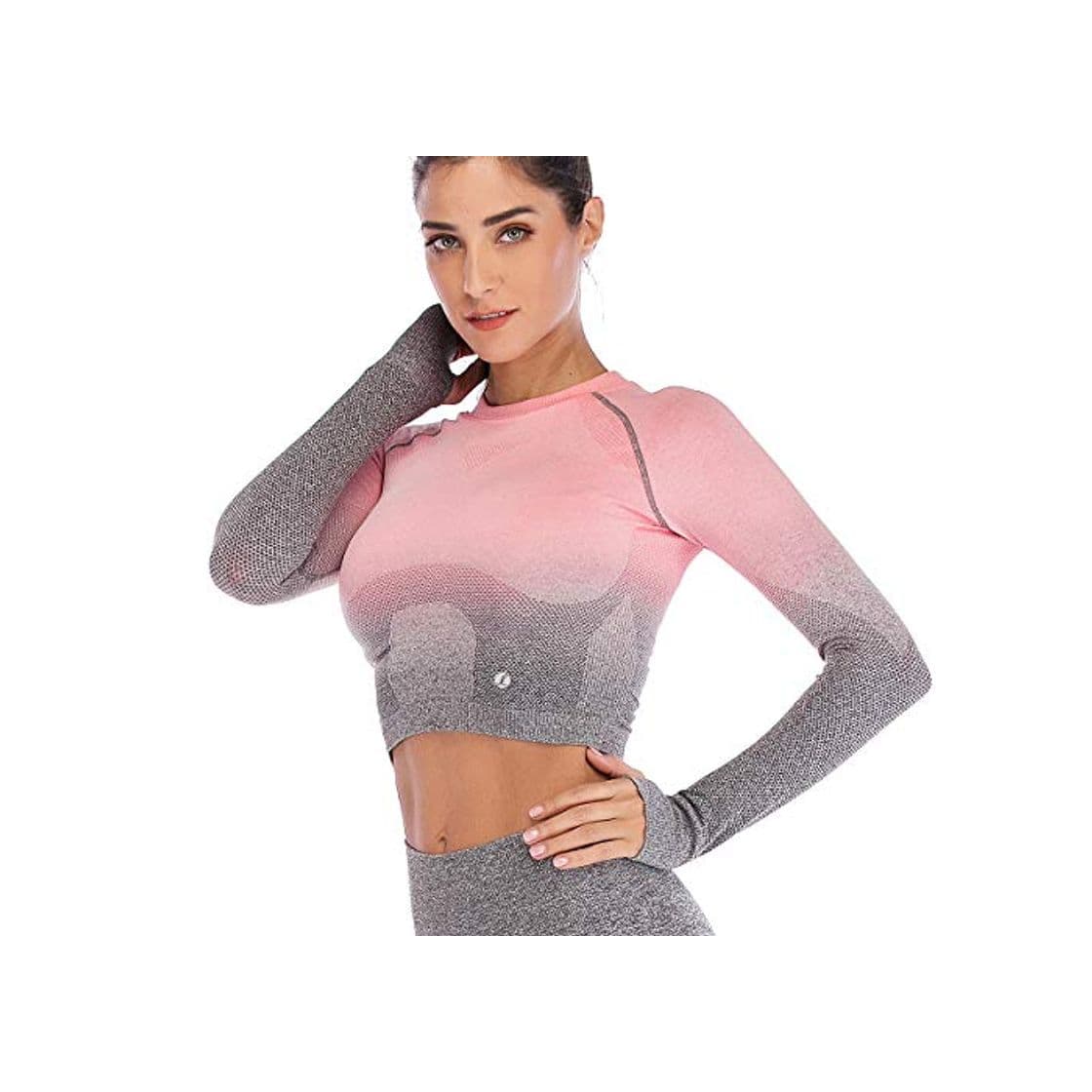 Producto Leoyee Seamless Gradient Gym Medias Camisa Deportiva Yoga Top para Mujeres Running