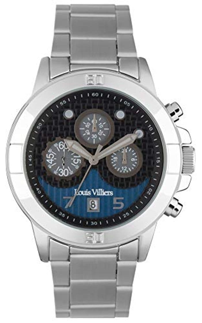 Moda Louis villiers Reloj para Hombre Analógico de Cuarzo con Brazalete de Acero Inoxidable LVP1902