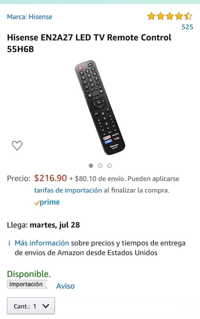 Producto Control remoto tv