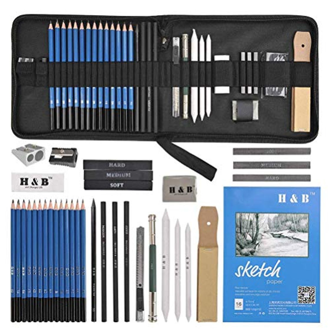 Producto YOTINO 35Pcs Profesional Dibujo de Arte y Lápiz Dibujo Conjunto de Lápiz