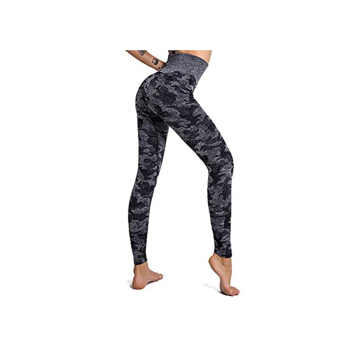 Fashion SotRong Adelgazantes Mallas Running Mujer Camuflaje Pantalones Deportivos Push Up Leggings Yoga Anticeluliticas Desigual Negro M