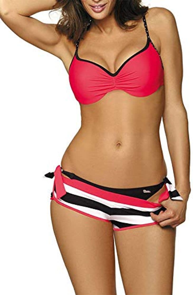 Fashion Yutdeng Mujer Trajes de Baño con Relleno Push Up Conjuntos de Tops de Bikini Tangas y Rayas Traje de Baño Bragas Sexy 3 Piezas para Playa Natacion Piscina