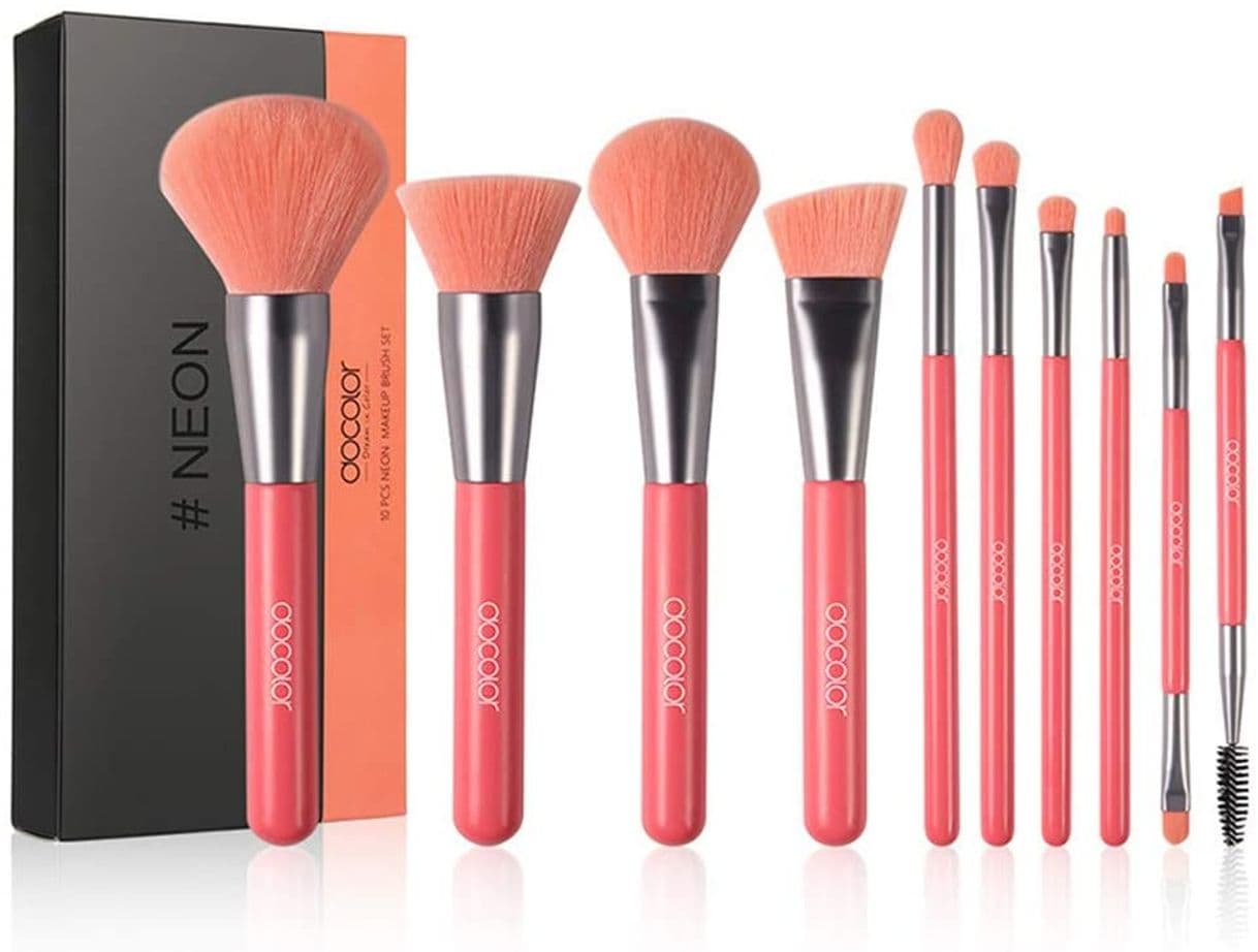 Producto Docolor Makeup Brushes Set Neon Green 15Pcs Premium Premium Synthetic Kabuki Foundation