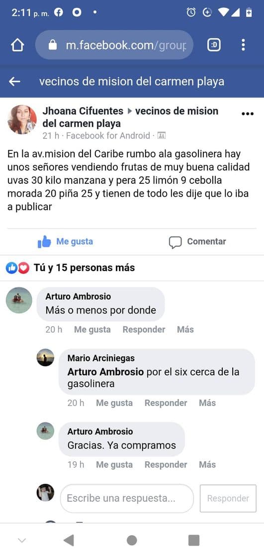 Moda Sr vendiendo fruta en misión del carmen