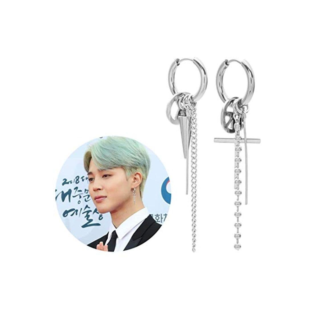 Producto ReNice BTS Bangtan Boys Jimin El Mismo Estilo Vintage Silver Studing Pendientes