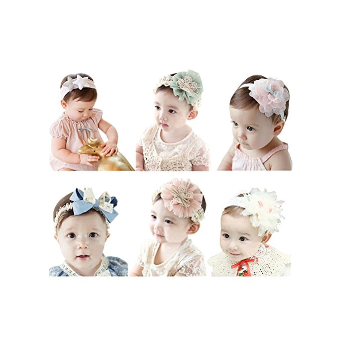 Moda HBF 6 Piezas Venda De Pelo Bebe Flores Cintas Para El Pelo Niñas Accesorios Para El Cabello