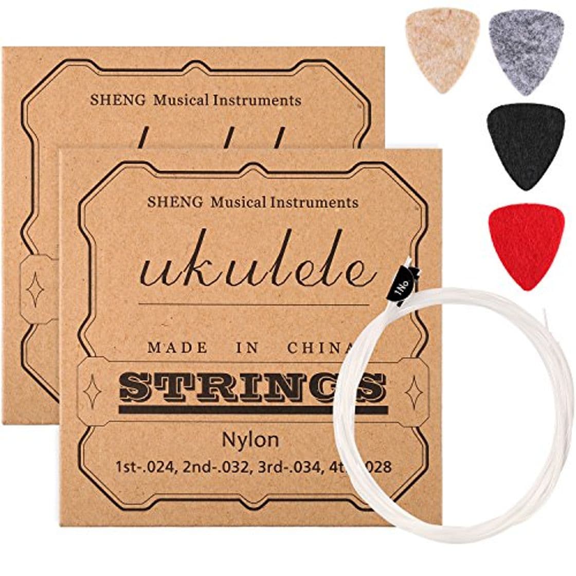 Producto 2 Juegos de Cuerdas de Ukulele de Nylon con 4 Púas de