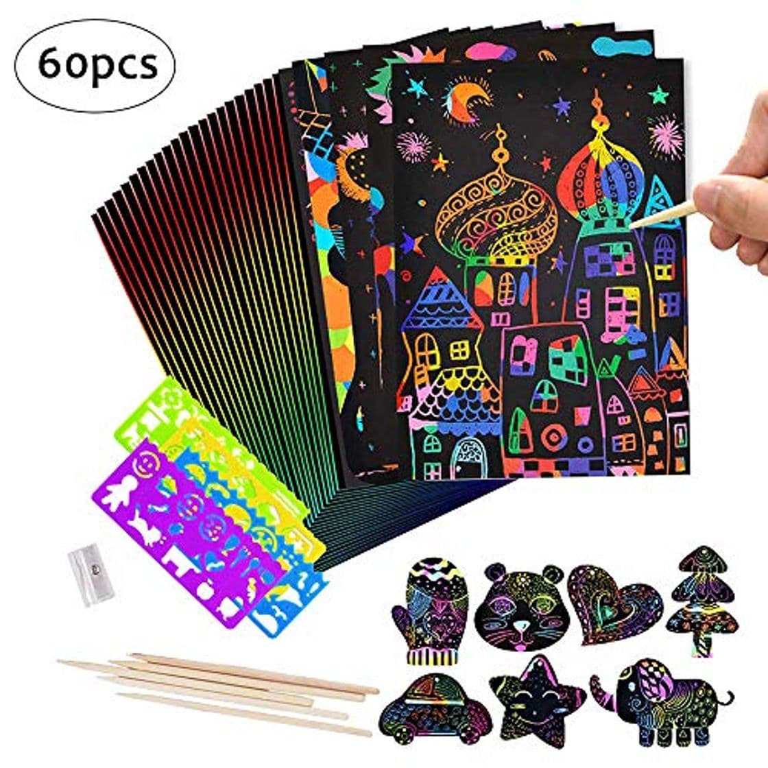 Product Scratch Art Paper, 50 Obras De Arte De Raspado De Arco Iris