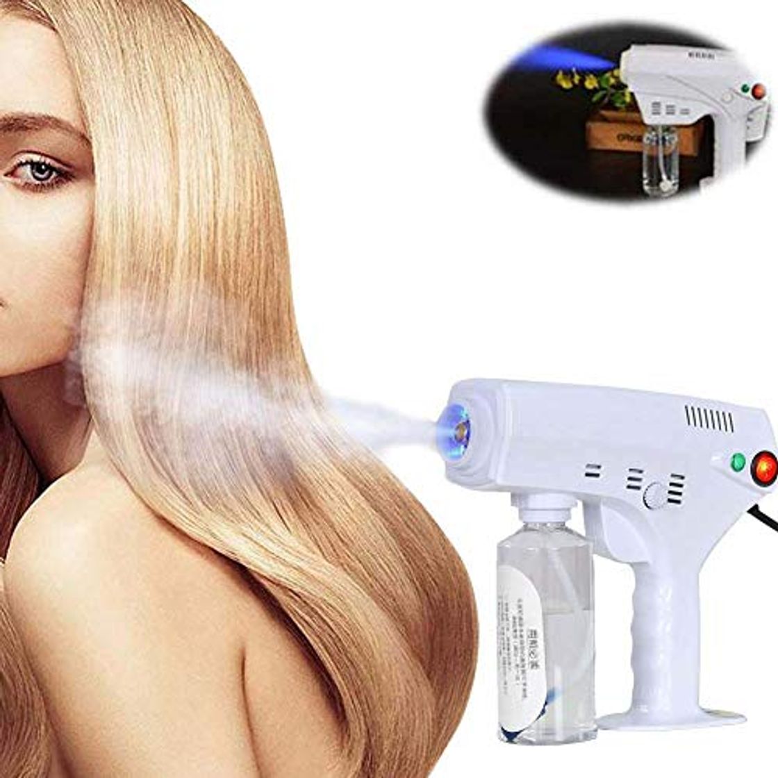 Product Elitte 260ML Desinfección Luz Azul Nano Steam Gun Hair Steamer Pelo Salón Accesorios para Los Hogares Y Salones De Belleza