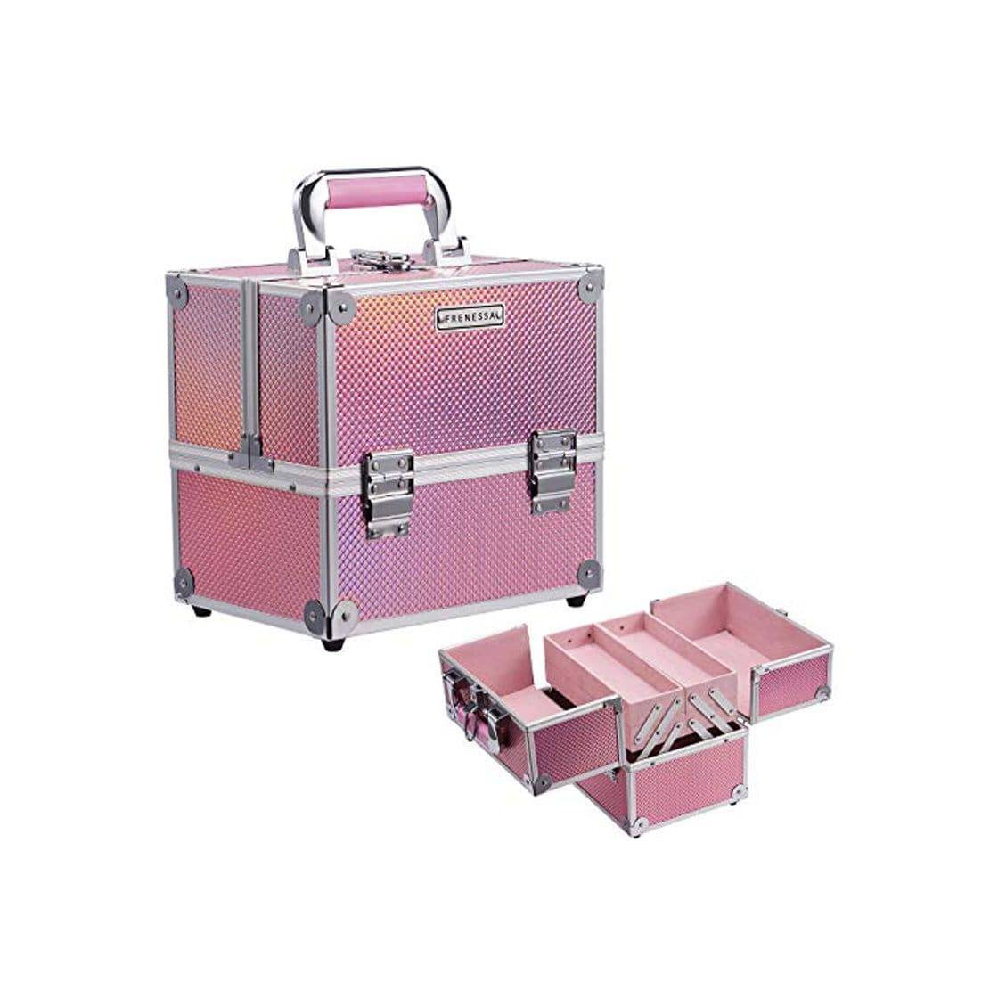 Fashion Maletín Maquillaje Profesional Mujer Neceser Organizador Maquillaje Cofre Maquillaje Joyero mujer organizador Maletin de Manicura Maletin de pintura Caja Maquillaje Cosméticos Rosa Regalo para Mujeres