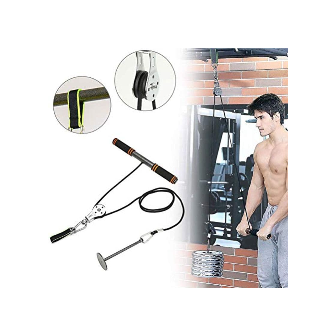 Producto Urisgo Fitness DIY Polea Cable Máquina Sistema de fijación Brazo Bíceps Tríceps Blaster Entrenamiento de Fuerza Manual Equipo de Entrenamiento de Gimnasio en casa