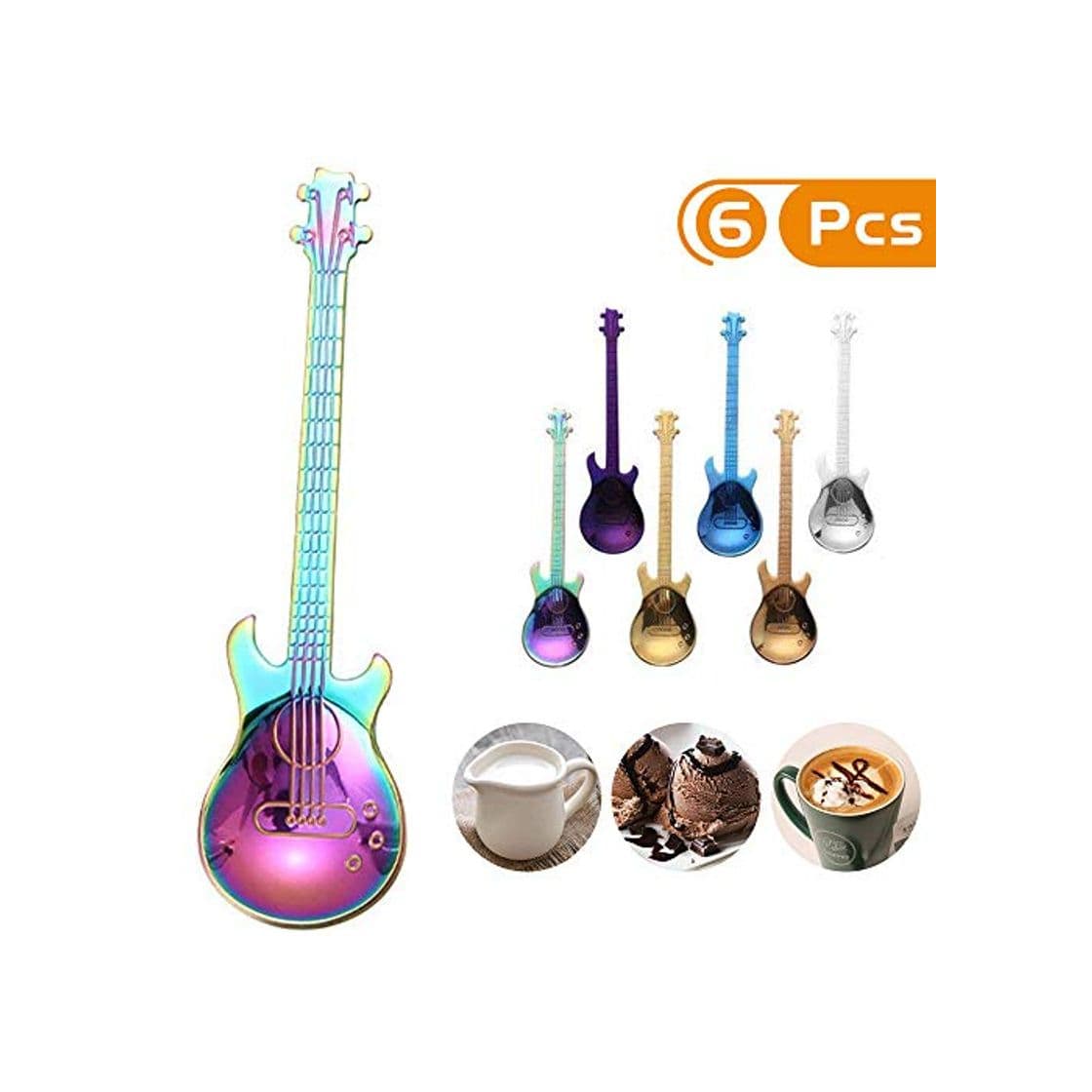 Producto KANOSON Guitarra Cucharillas de café, Colores Cuchara de Acero Inoxidable Ideal para