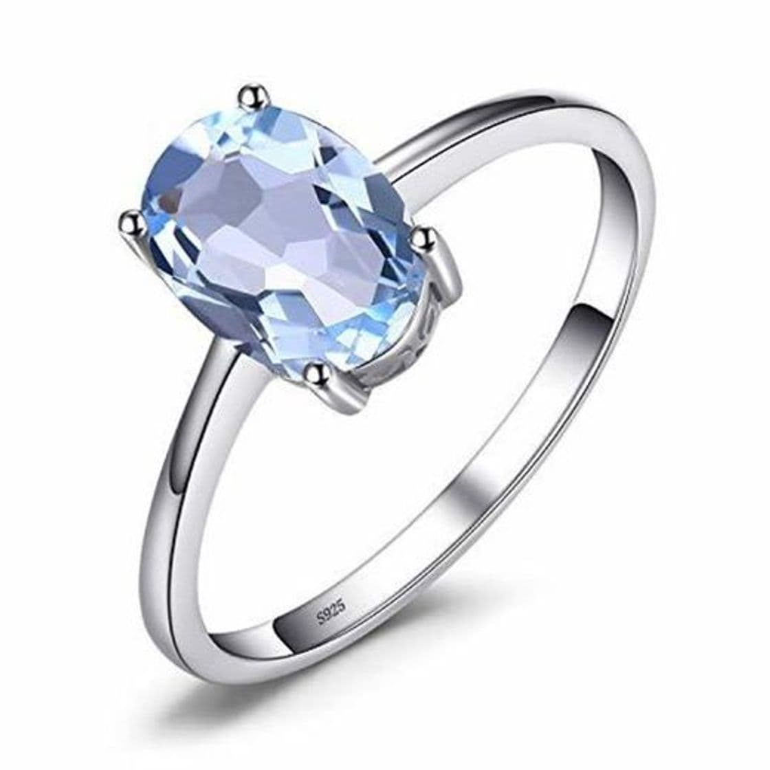 Place JewelryPalace Anillo de Compromiso Solitario 1.5ct Oval Genuino Topacio azul cielo Natural