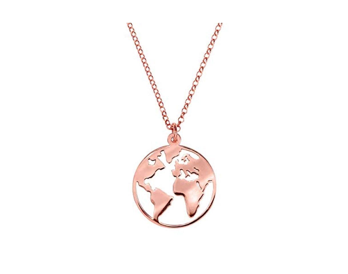 Producto SINGULARU ®Collar Mundo Oro Rosa para Mujer Plata de Ley 925 con baño de Oro Rosa de 18k