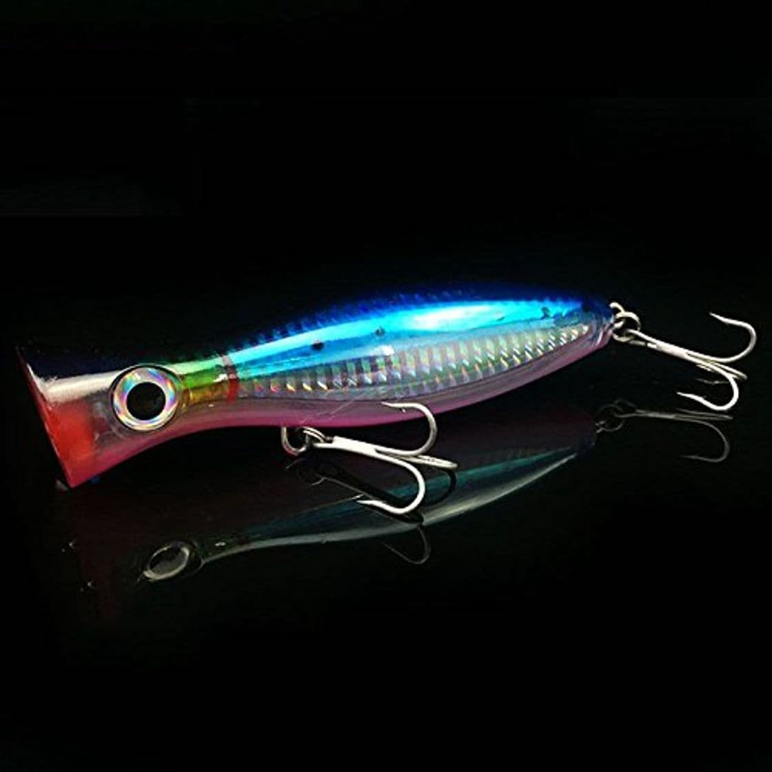 Product JVSISM 1Pieza Ojos 3D de Popper Pesca con Ganchos triples 12cm 42g topwater Hard senuelo plastico Suave Cebo senuelos de Pesca Artificiales aborda Azul