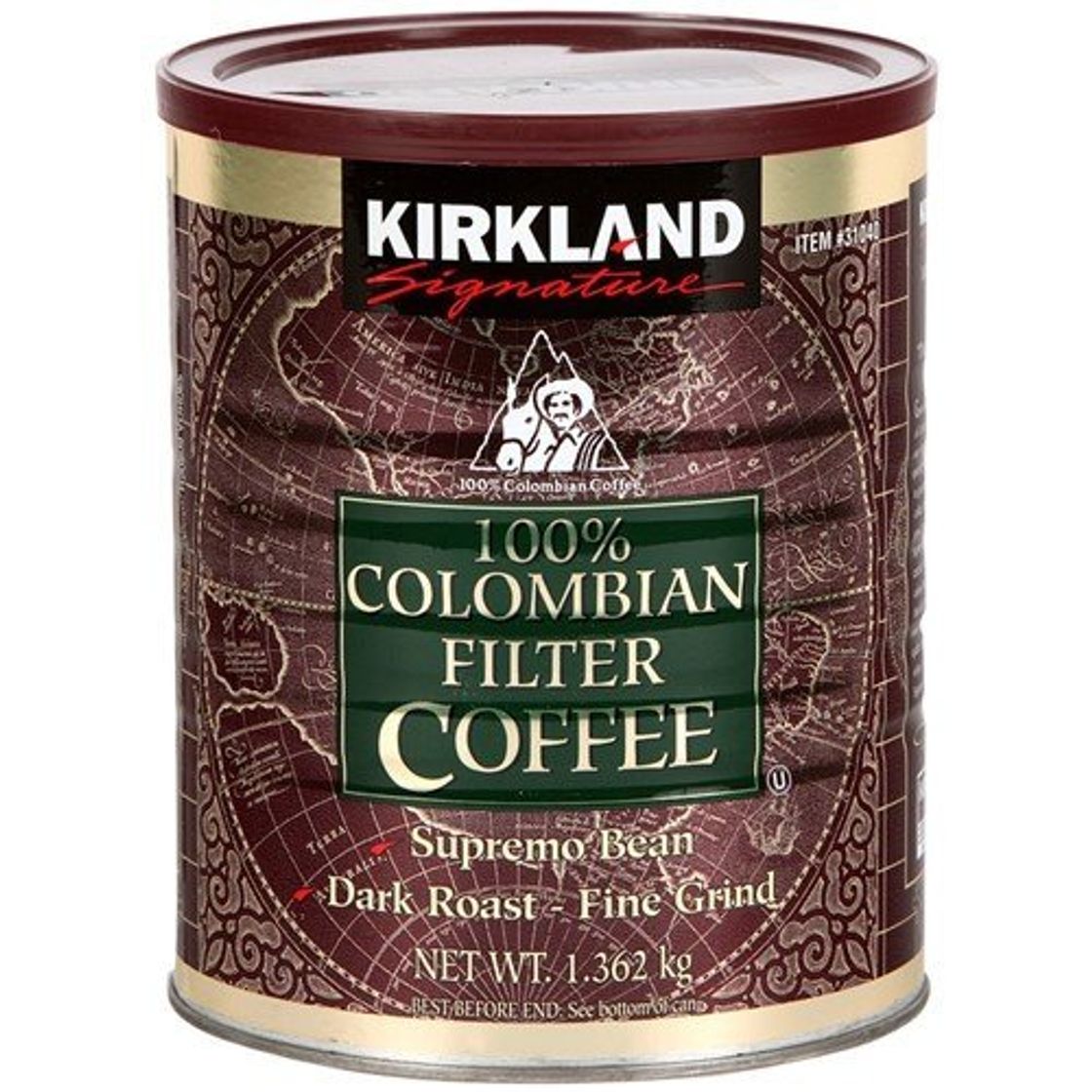 Product KIRKLAND Café 100% colombiano filtro de firma, 1,362 kg