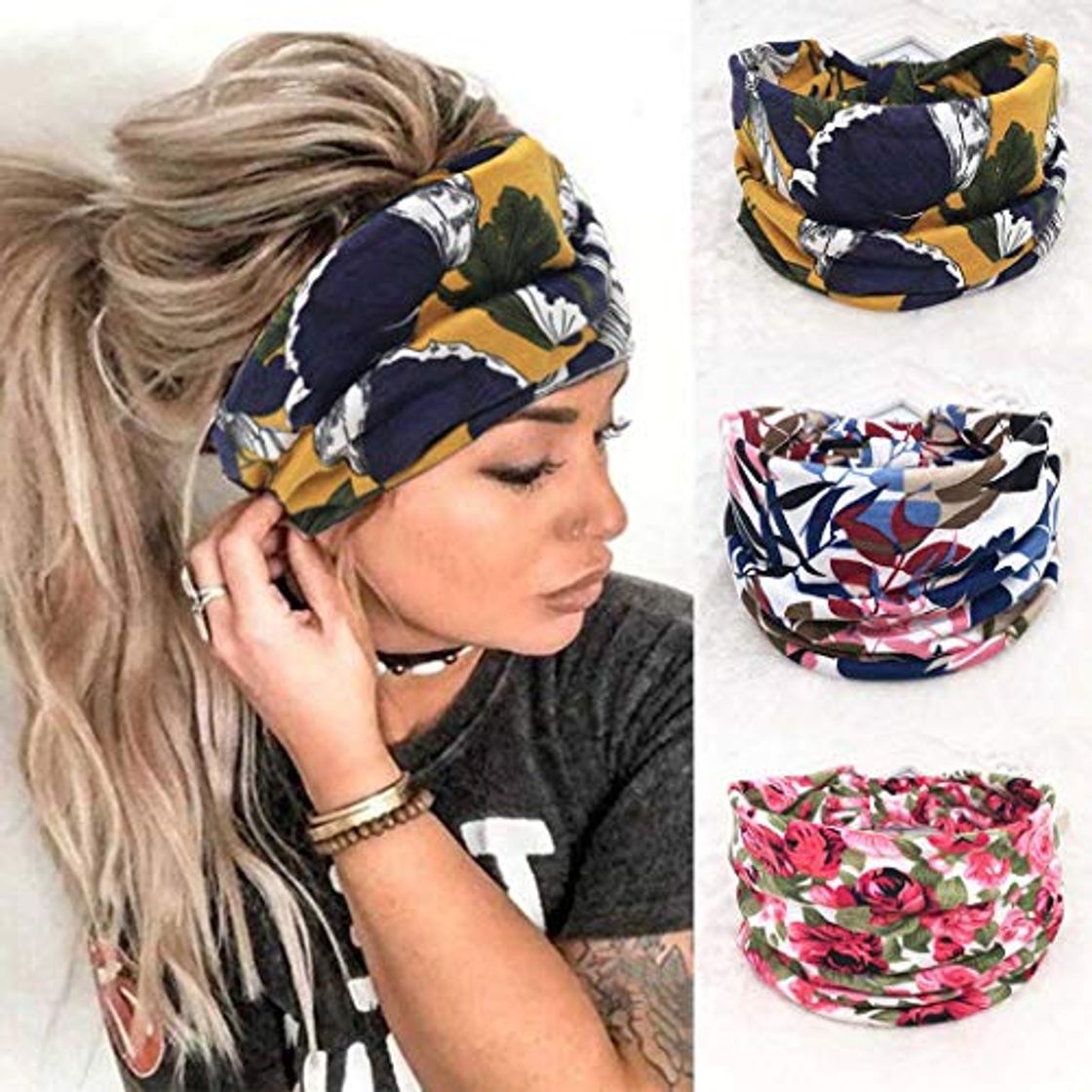 Product Zoestar Boho diademas anchas para la cabeza con estampado elegante para yoga,