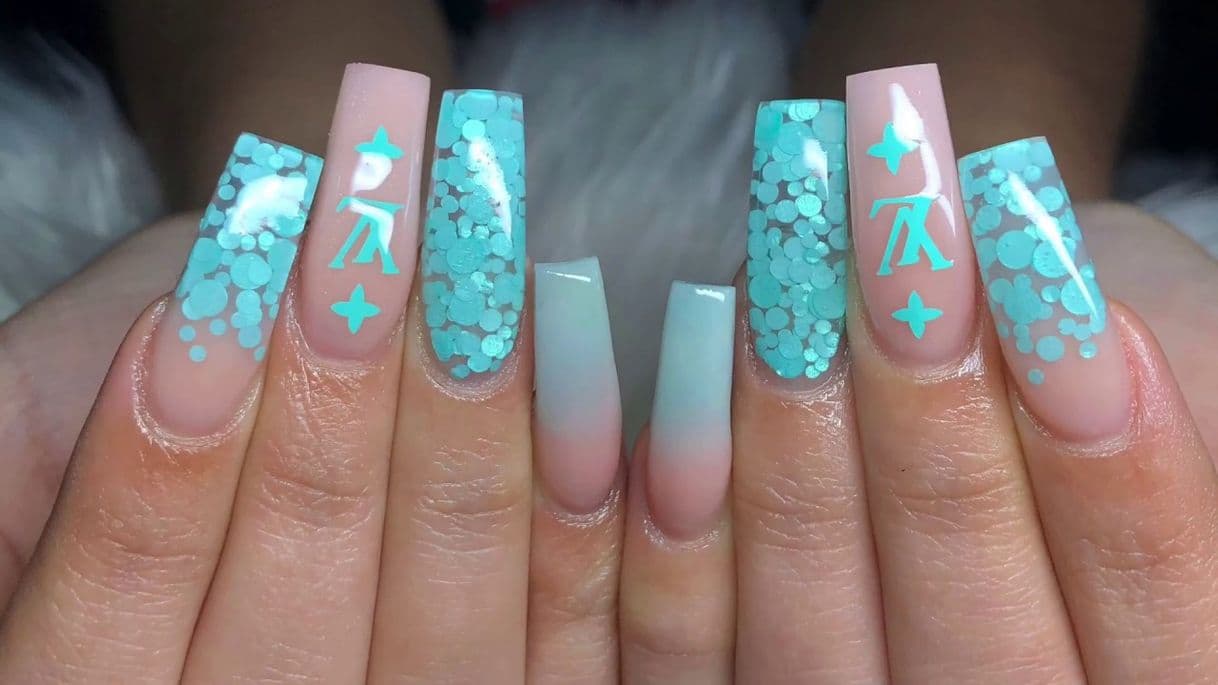 Fashion Mint LV Nails | Full Process | Acrylic Nails Tutorial - YouTube