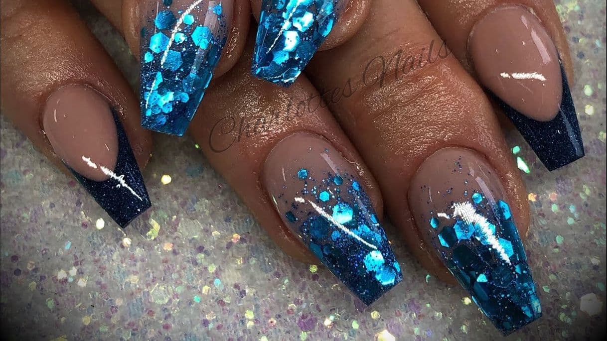 Fashion Acrylic nails - blue design set INC FULL PREP - YouTube