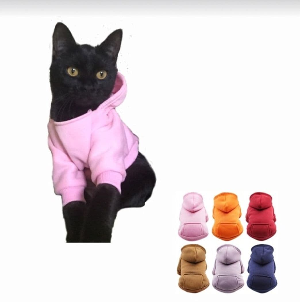 Moda Sudadera con capucha de felpa deportiva cálida para gatos 🐈