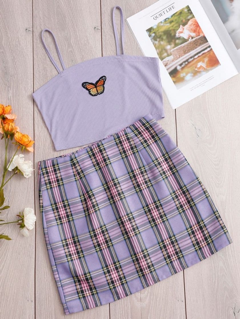 Fashion Outfit de dos piezas lila púrpura preppy 🦋💜 