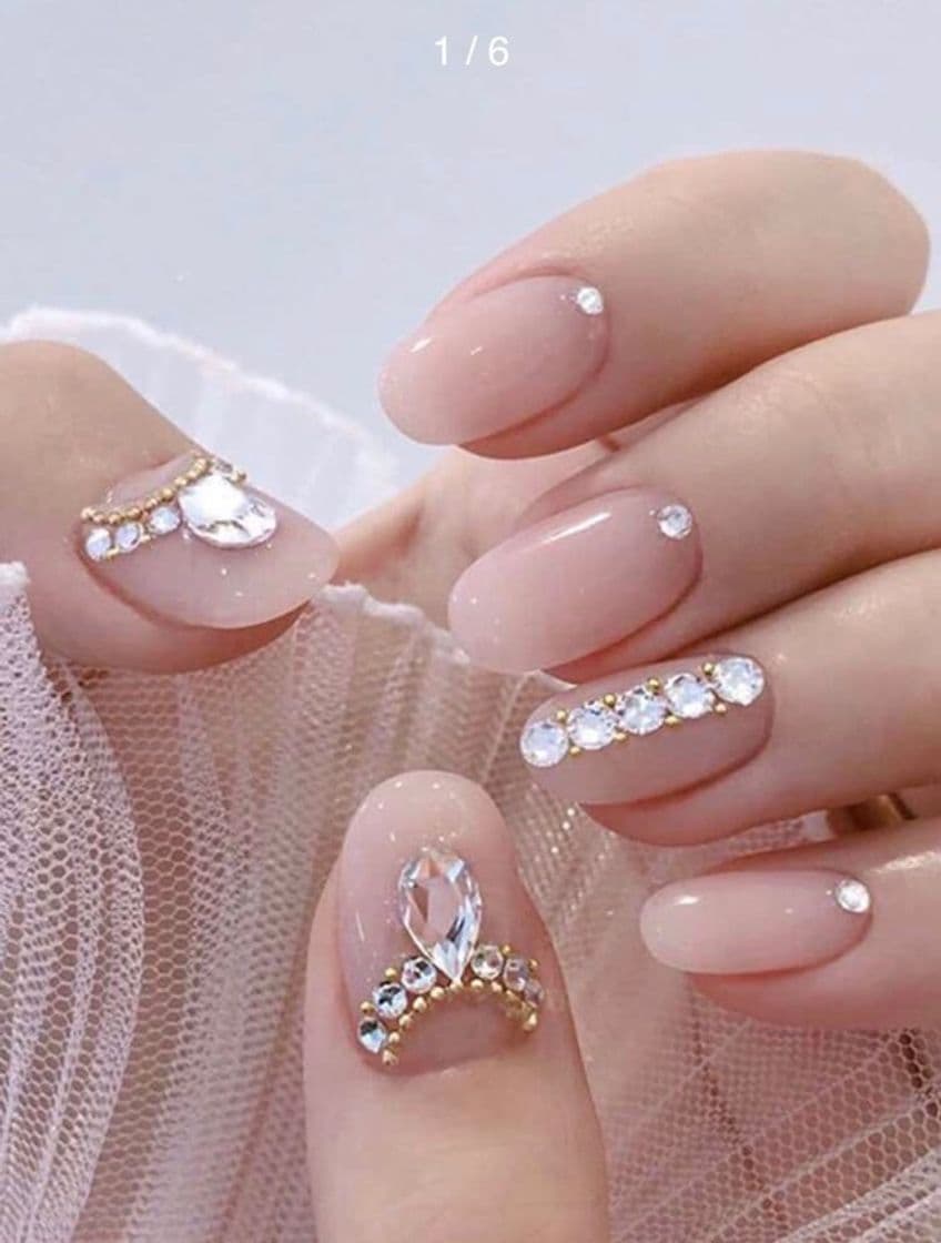 Moda Uñas postizas 24 piezas 💅🏻 grabadas con diamante 💎 