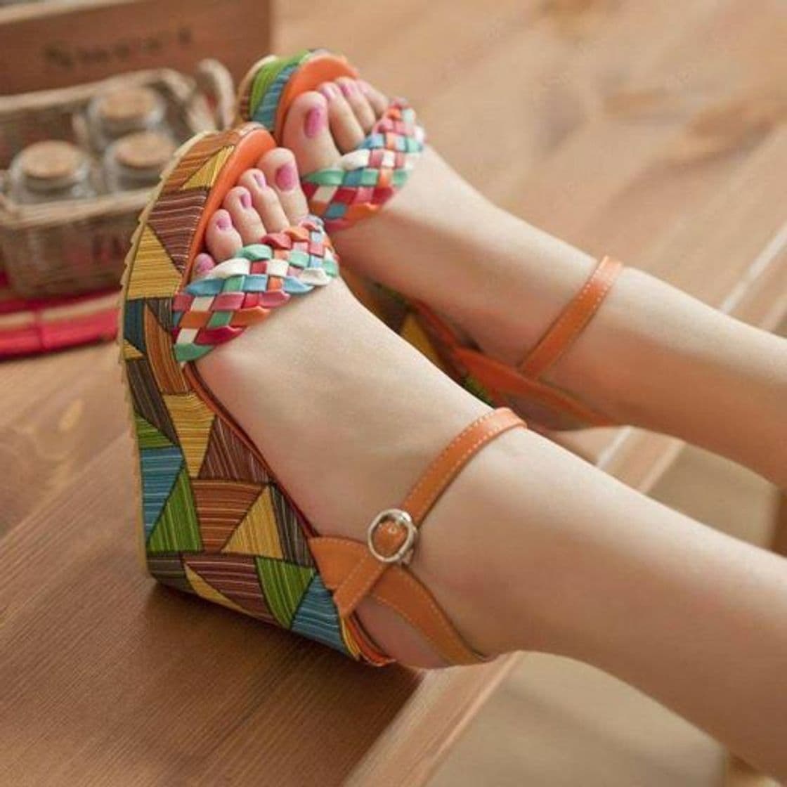 Fashion Wedge Heel Ankle Strap Lace