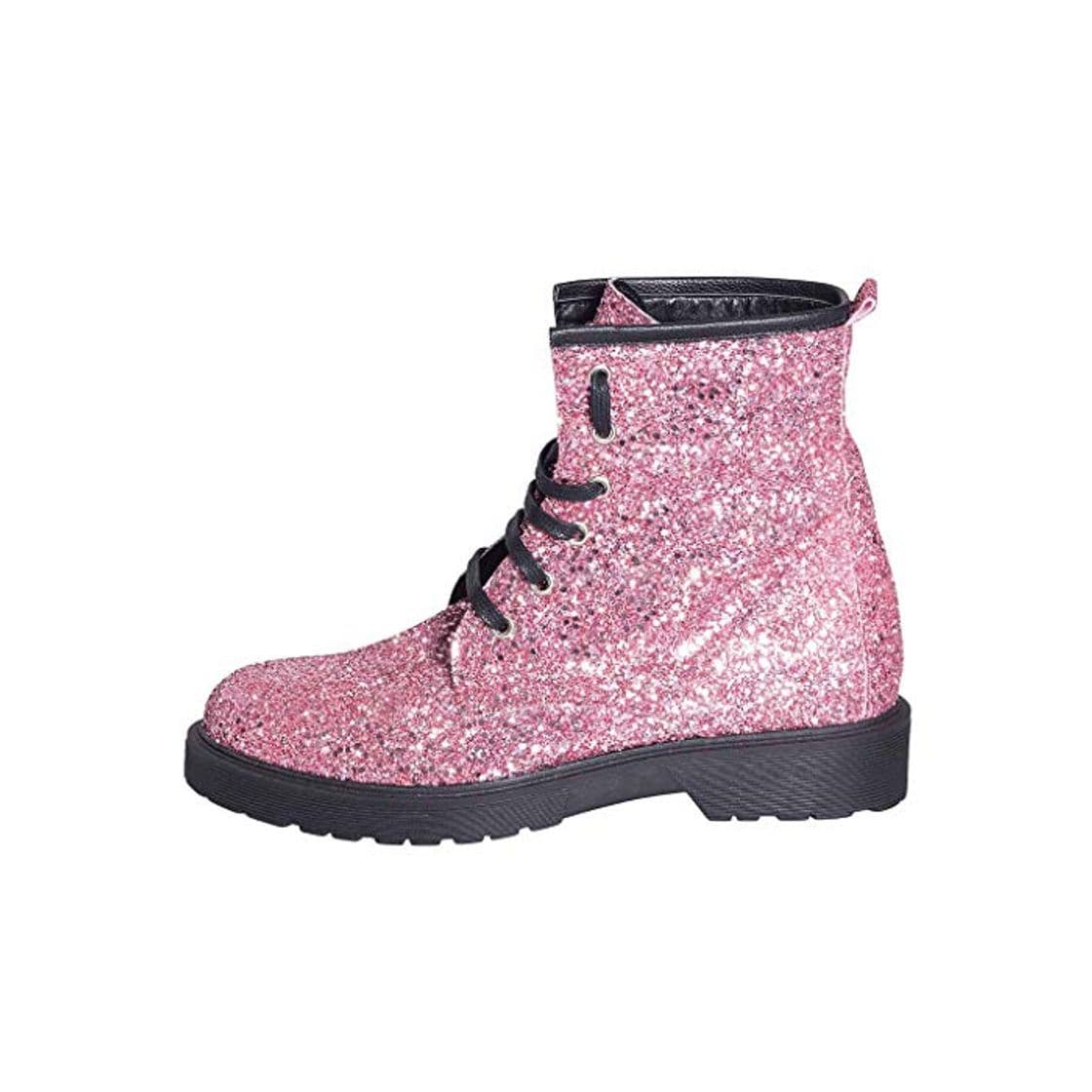 Moda Zapatillas Online de Tela Glitter Rosa Talla 38 Taco 3 cm Made