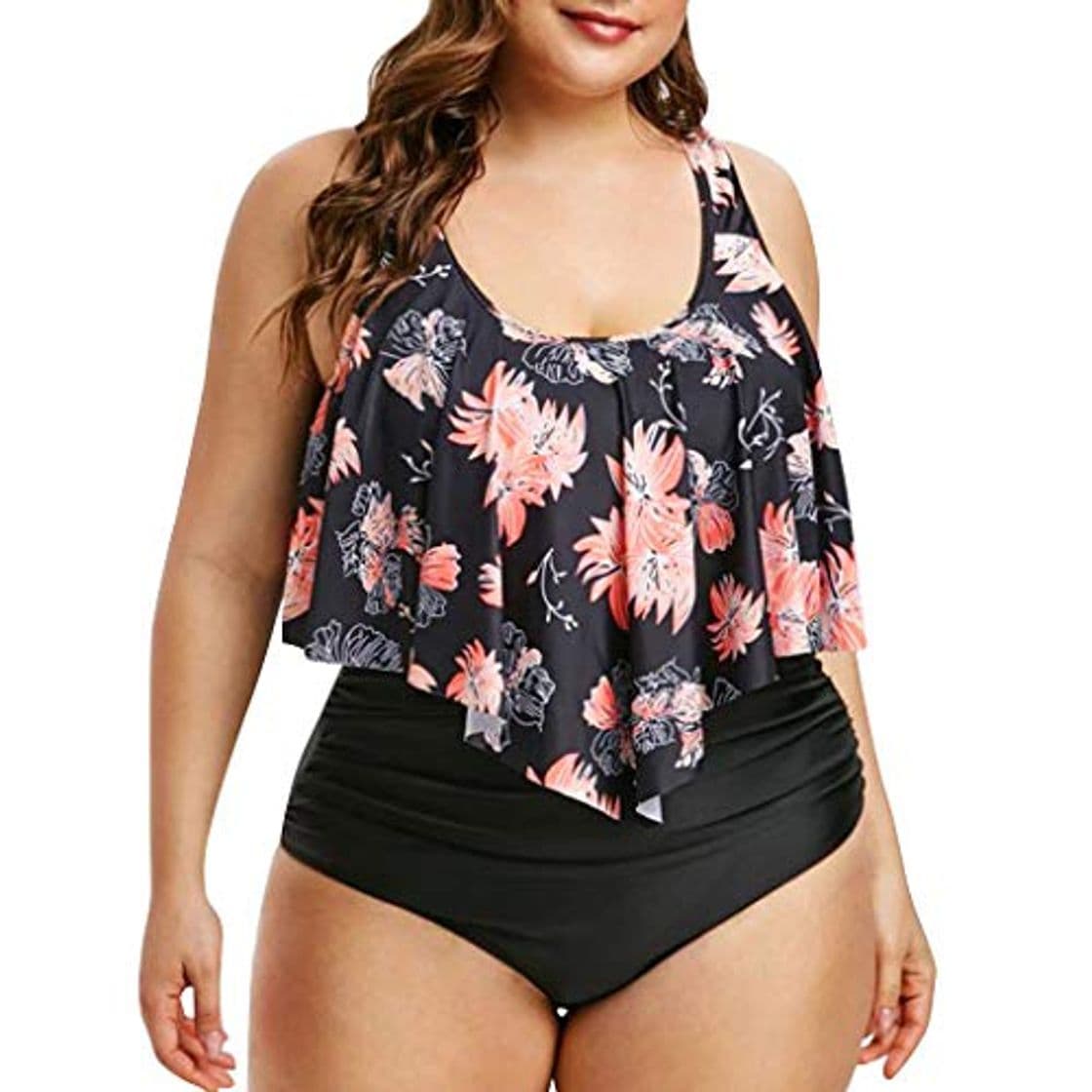 Moda TUDUZ Mujer Tankini De Dos Piezas Bikini Talla Extra Floral Impreso Conjunto