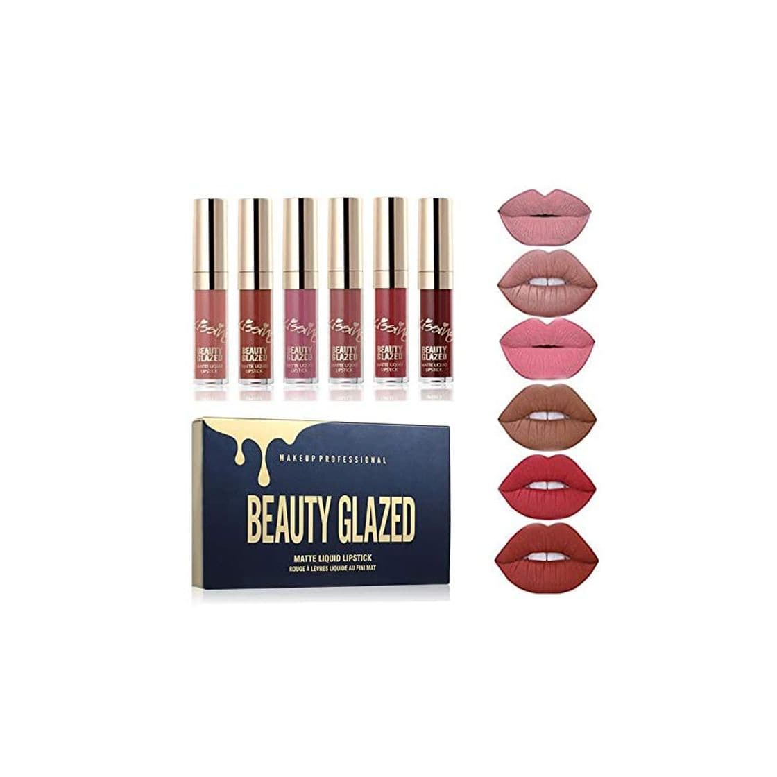 Beauty Beauty Sexy 6PCS/brillo de labios mate Sexy líquido Lipstick impermeable larga duración