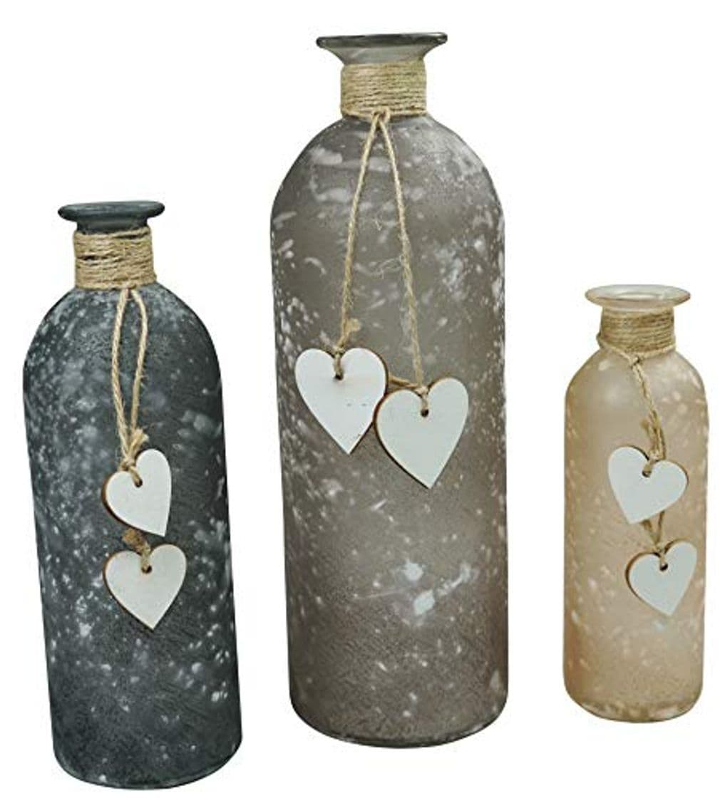 Product khevga Juego de 3 jarrones Decorativos de Cristal con corazón