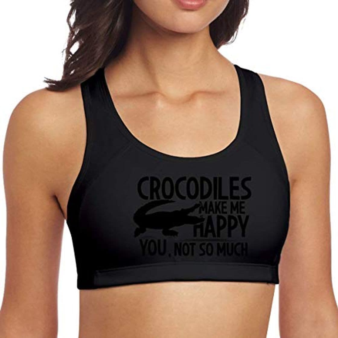 Fashion Crocodiles Make Me Happy - Sujetador deportivo con espalda cruzada para yoga