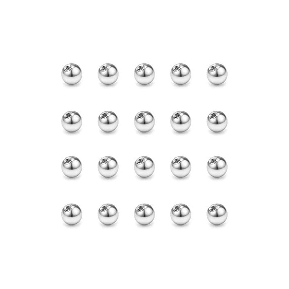 Moda FECTAS 20pcs Acero Inoxidable Piercing Bolas Plata Piezas de Repuesto Piercing Joyería