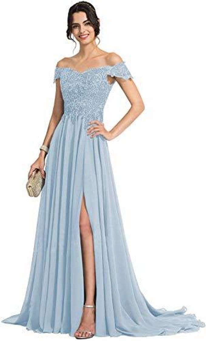 Producto Cloverbridal - Vestido de Noche de Gasa con Perlas