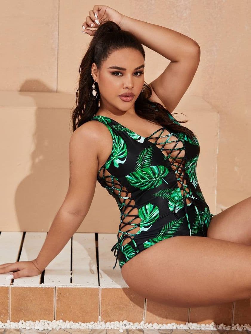 Moda 💠Vestido de baño de una pieza  tropical