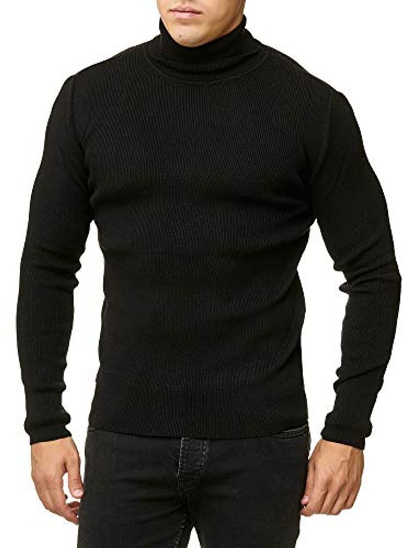 Moda Red Bridge Suéter de Cuello Alto de Hombre Otoño Básico Business Moda Suave Pulóver Negro