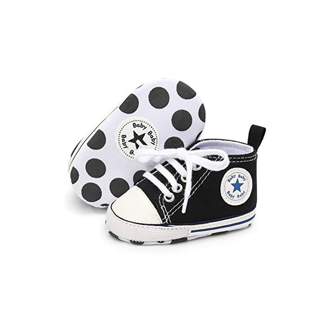 Moda Babycute - Zapatillas de lona para bebé con suela suave y cordones