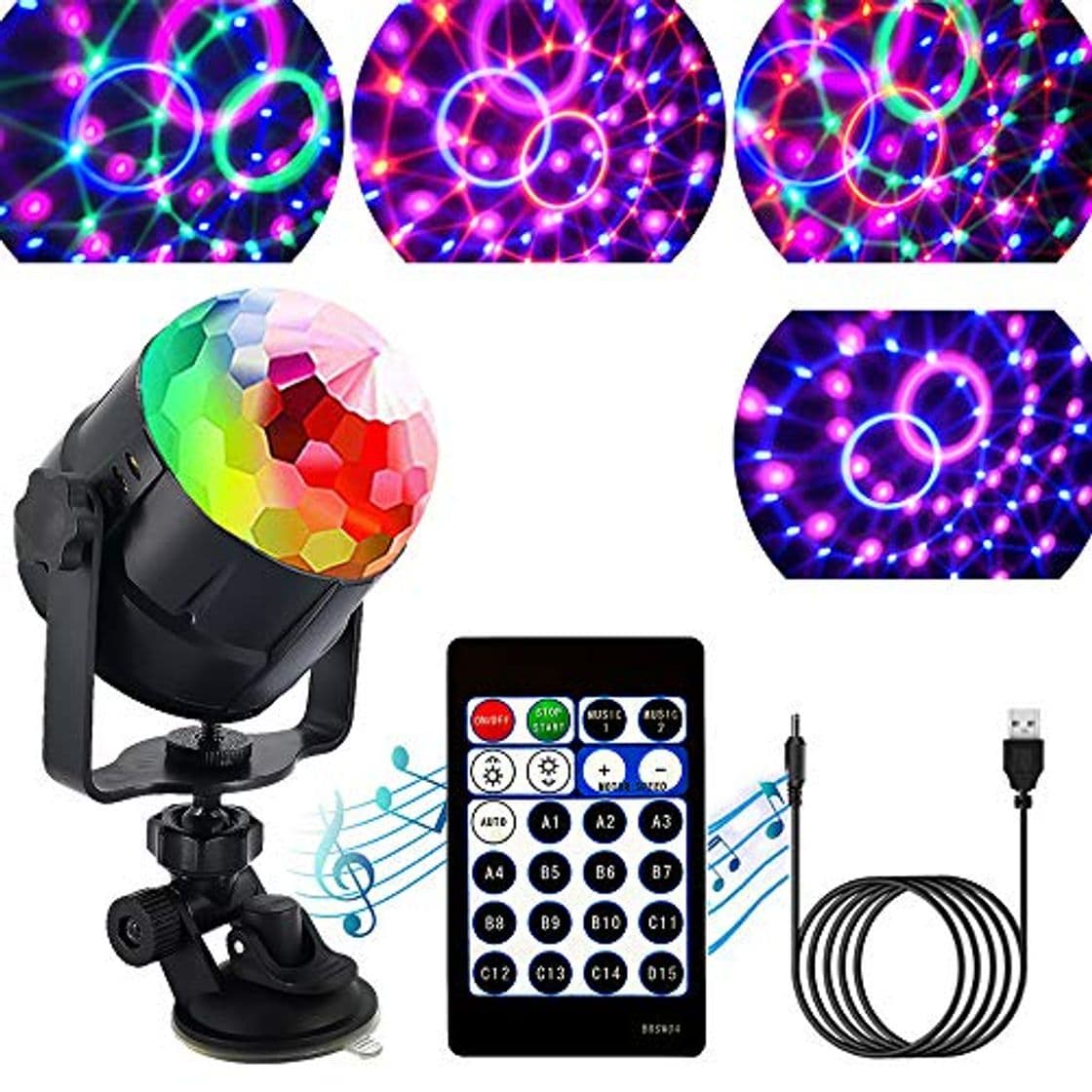 Lugar ZStarlite Bola de Luces Discoteca Giratoria para Fiestas con Cable USB