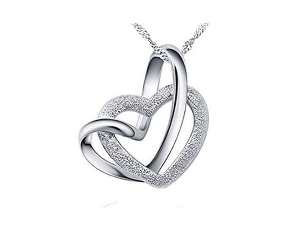 Fashion PICCOLI MONELLI Collar corazón Mujer corazón Trenzado Plata 925 con Caja de Terciopelo