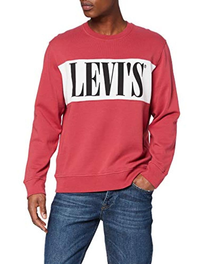 Fashion Levi's Colorblock Crew Sudadera, Rojo