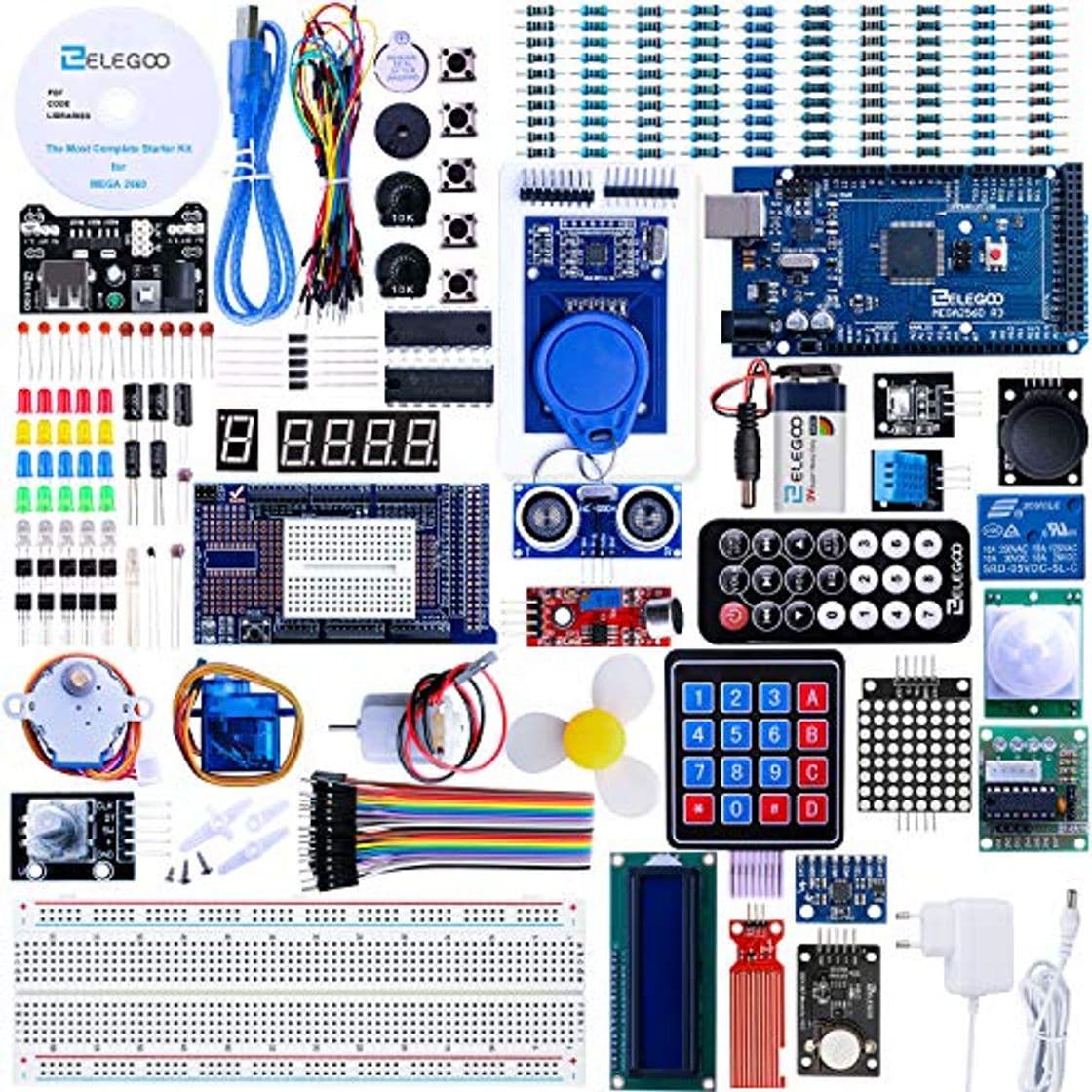 Electrónica ELEGOO Conjunto Mas Completo y Avanzado de Iniciación Compatible con MEGA2560 con