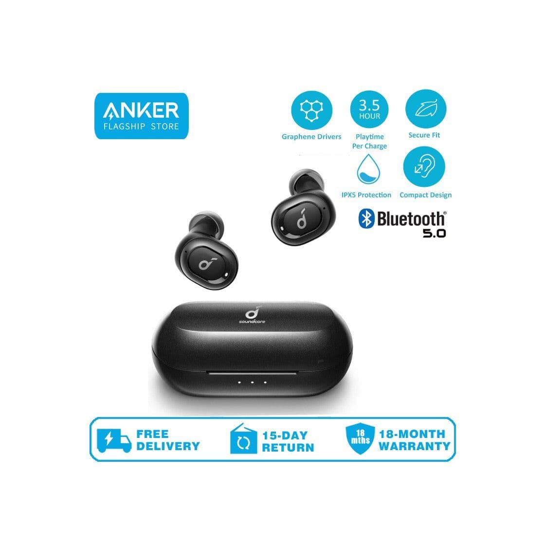 Product Auriculares inalámbricos Soundcore Liberty Lite de Anker, Auriculares inalámbricos con 12 Horas