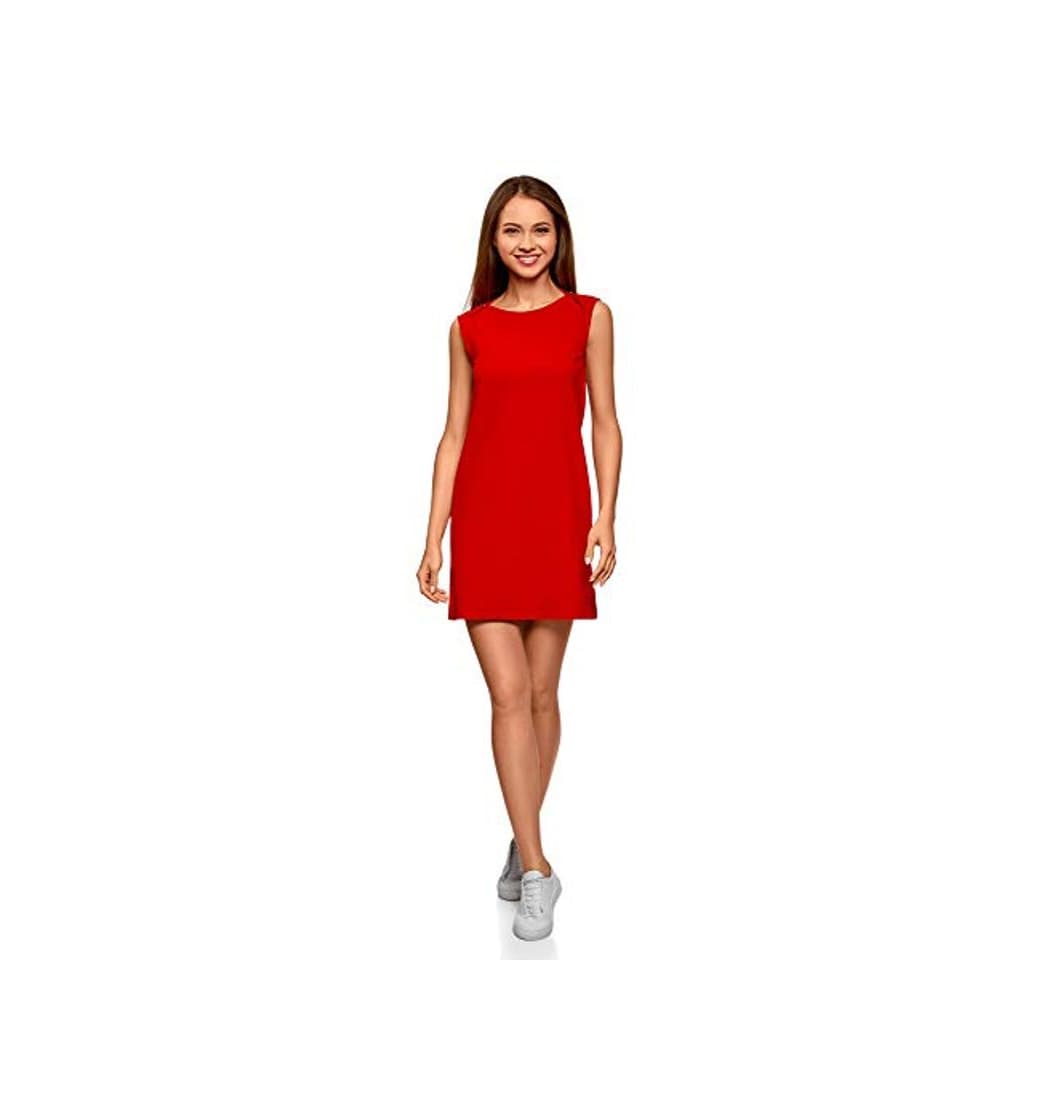 Producto oodji Ultra Mujer Vestido de Tejido Piqué, Rojo, ES 40