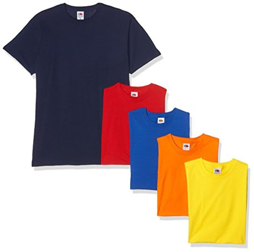 Producto Fruit of the Loom Valueweight Short Sleeve Camiseta, Azul Marino/Rojo/Naranja/Real/Amarillo, XL