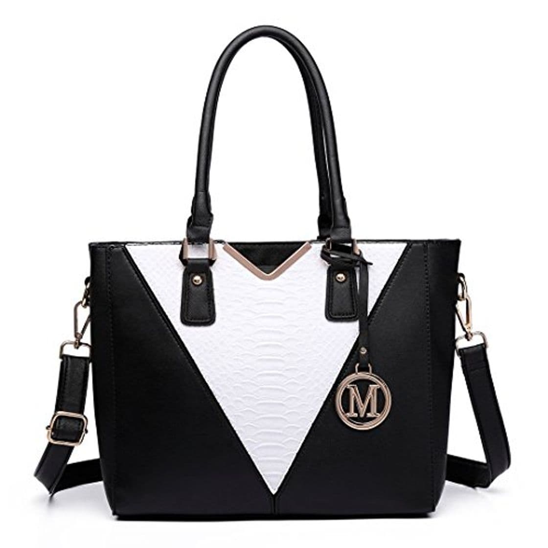 Fashion Miss Lulu Bolso de Mano Mujer Bolso Señora Tote Multicolor Piel Sintética Ajustable Bolso Hombro