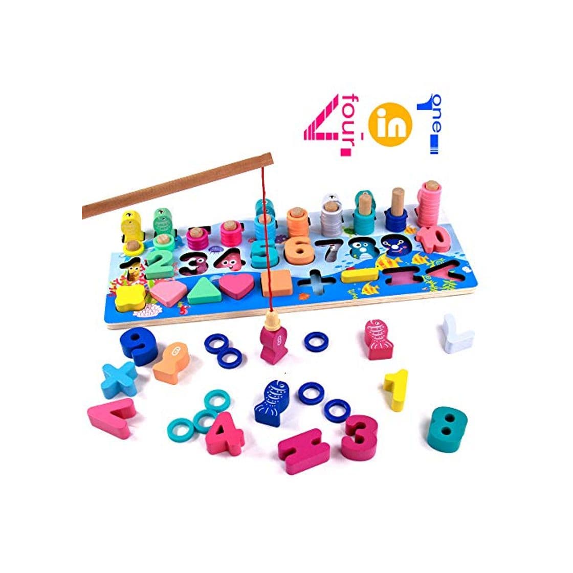 Product Juegos Montessori Matematicas Juguetes Educativos de Madera Juego de Pesca Magnética Juguete Madera Aprendizaje Juguetes Cálculo Preescolar Puzzle Infantil de Bloques para Niños Niñas 2 3 4 Años