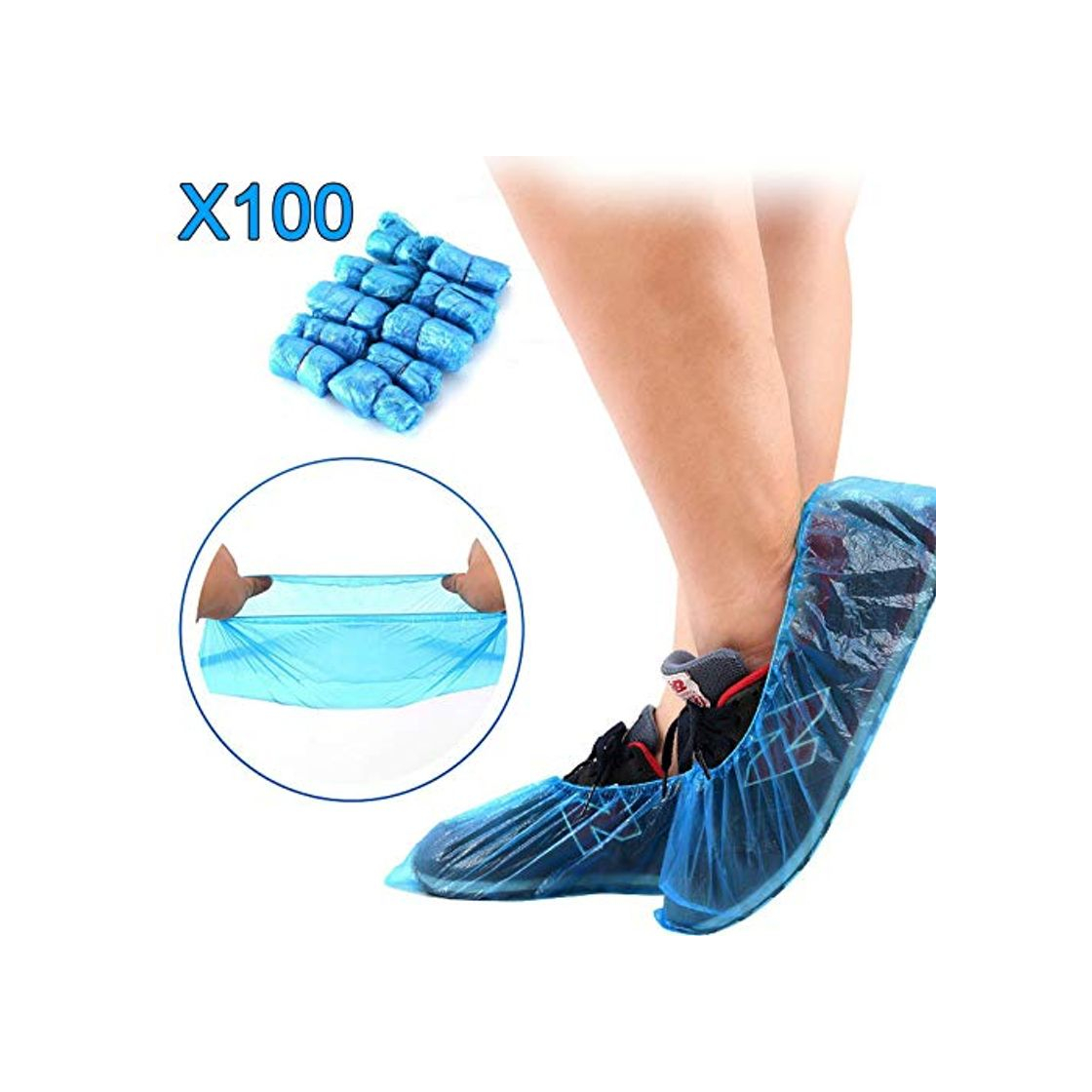 Product MorNon 100Pcs Cubierta del Zapato Funda Impermeable para Zapatos Cubrezapatos Desechables Funda de Zapato Simple Cubierta de Zapatos de Plástico para el Hogar la Oficina y la Recepción Azul