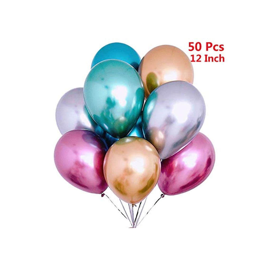 Producto zooting 50 Piezas Globos de Helio cromados metálicos 6 Colores Decoración de